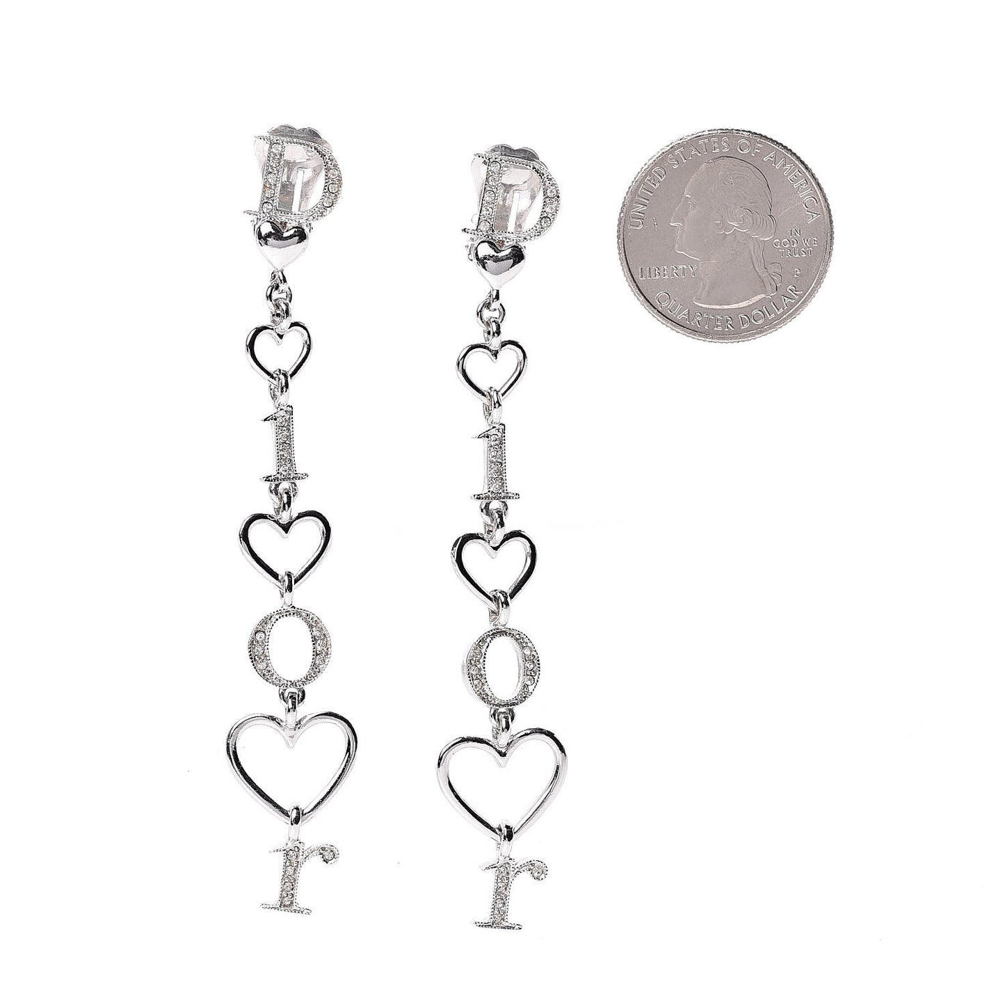 Crystal Heart Clip On Earrings Silver