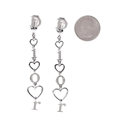 Christian Dior Crystal Heart Clip On Earrings Silver 2 of 3