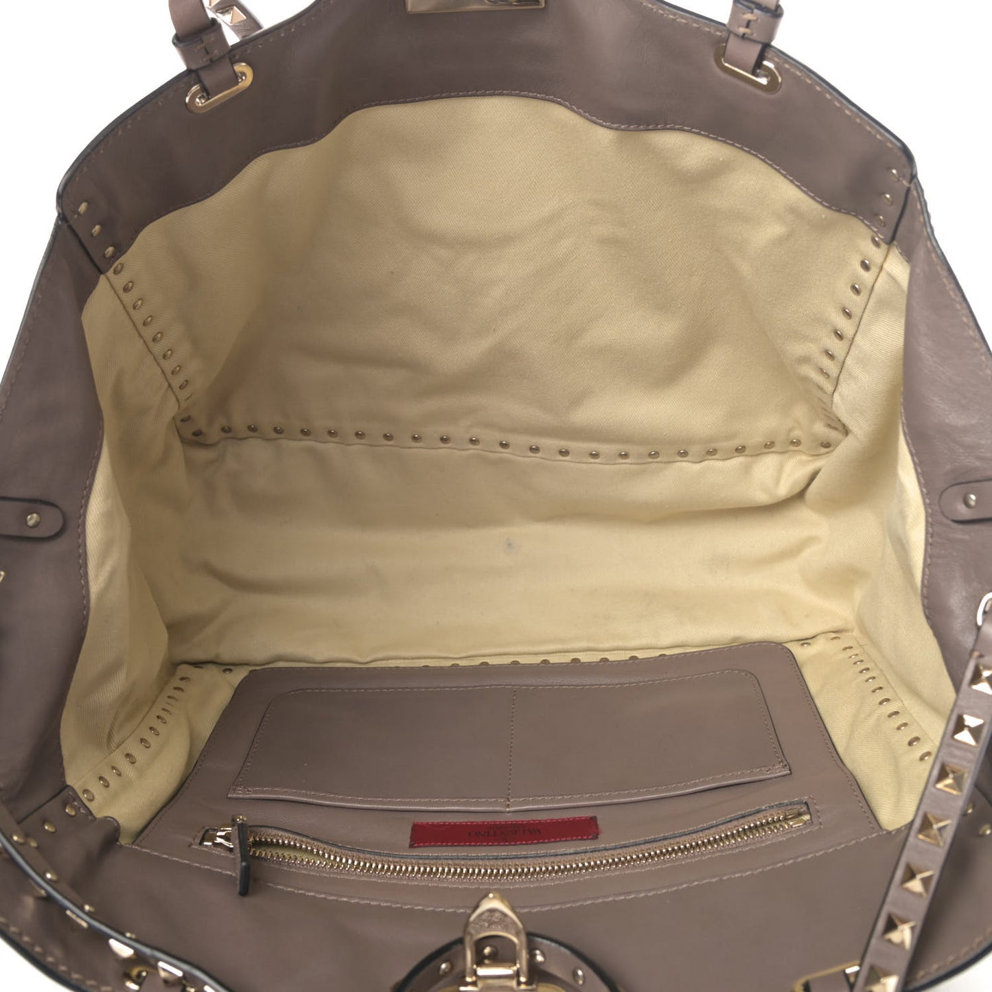 Vitello Medium Rockstud Tote Taupe