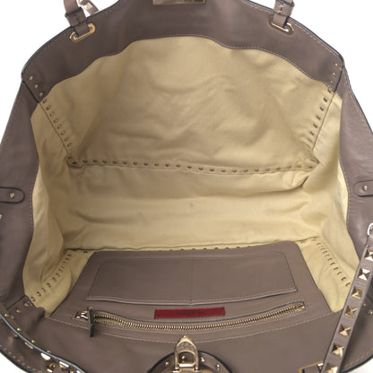Valentino Garavani Vitello Medium Rockstud Tote Taupe 4 of 5