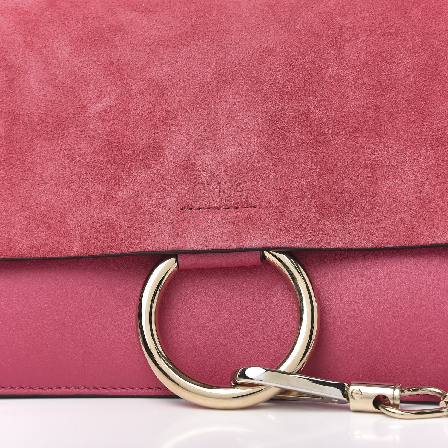 Chloe Suede Calfskin Small Faye Shoulder Bag Fuchsia Rose 9 of 9