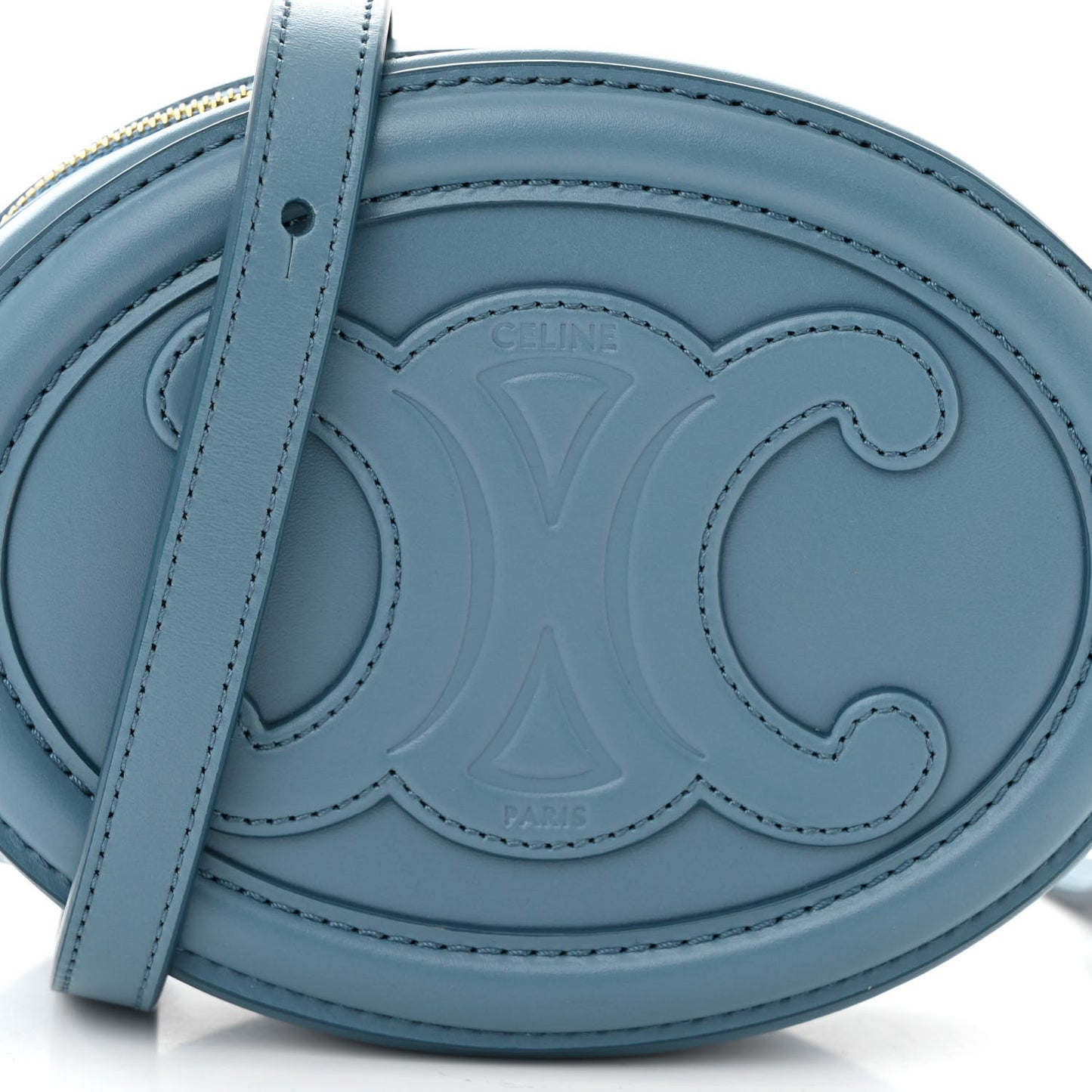 Smooth Calfskin Cuir Triomphe Oval Bag Denim