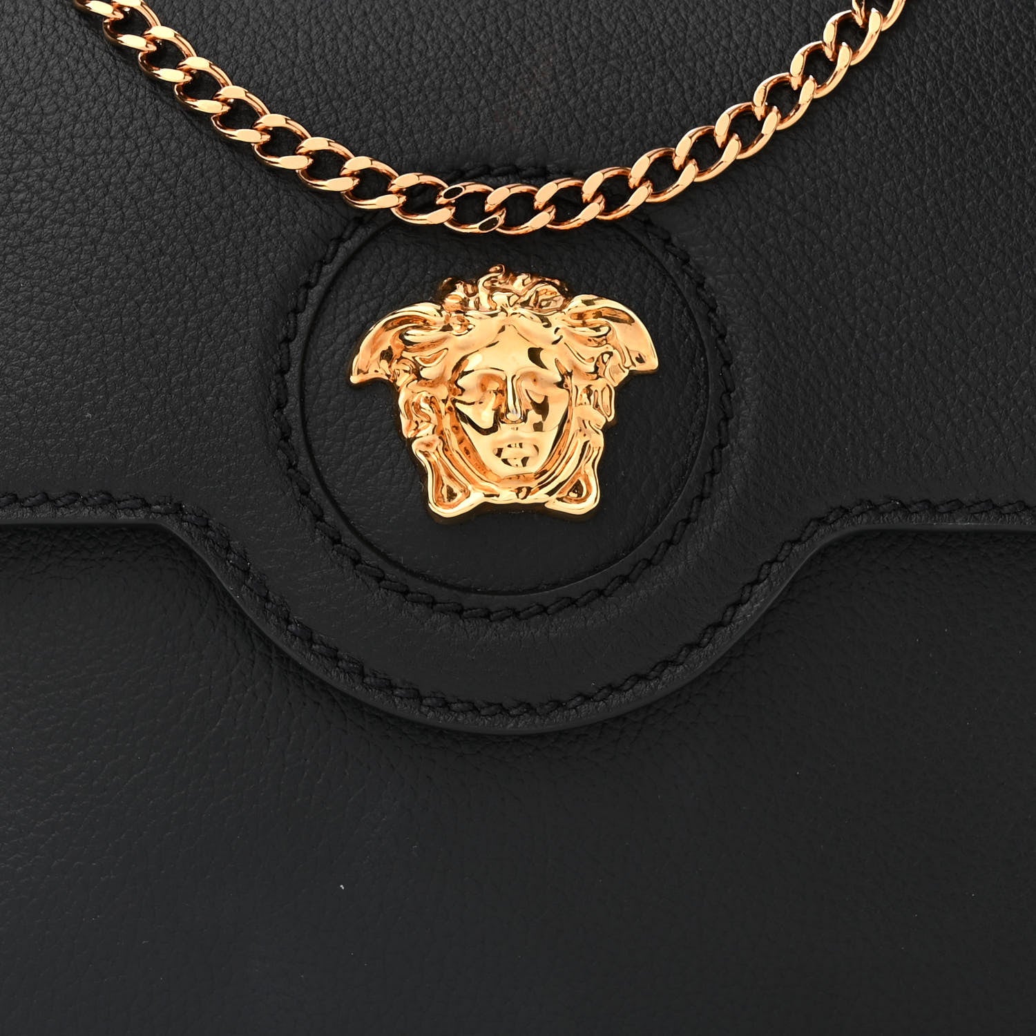 Versace Grained Calfskin La Medusa Chain Crossbody Bag Black 7 of 10