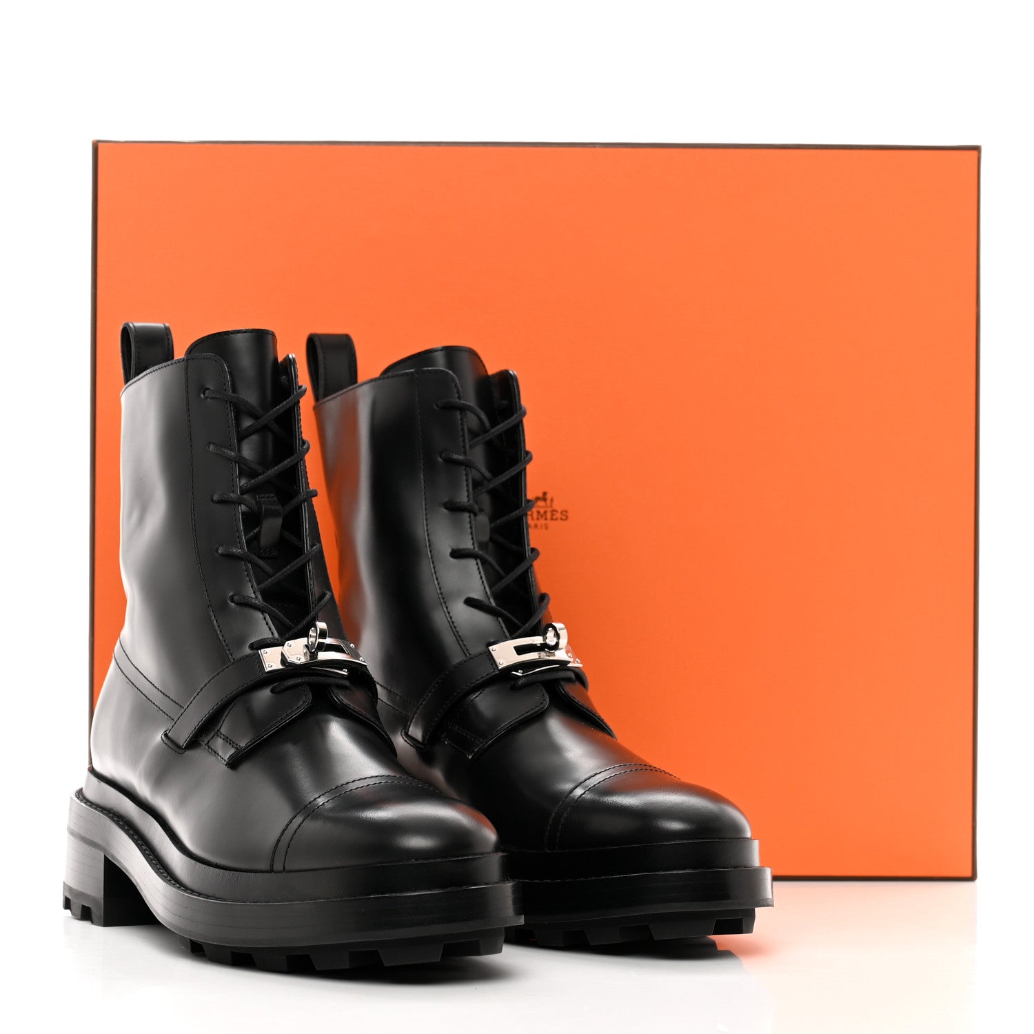 Hermes Glossed Calfskin Funk Ankle Boots 38 Black 9 of 9