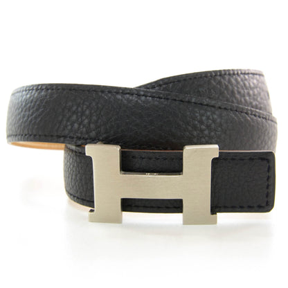 Hermes Thin Reversible H Belt 65 Noir Natural 4 of 5