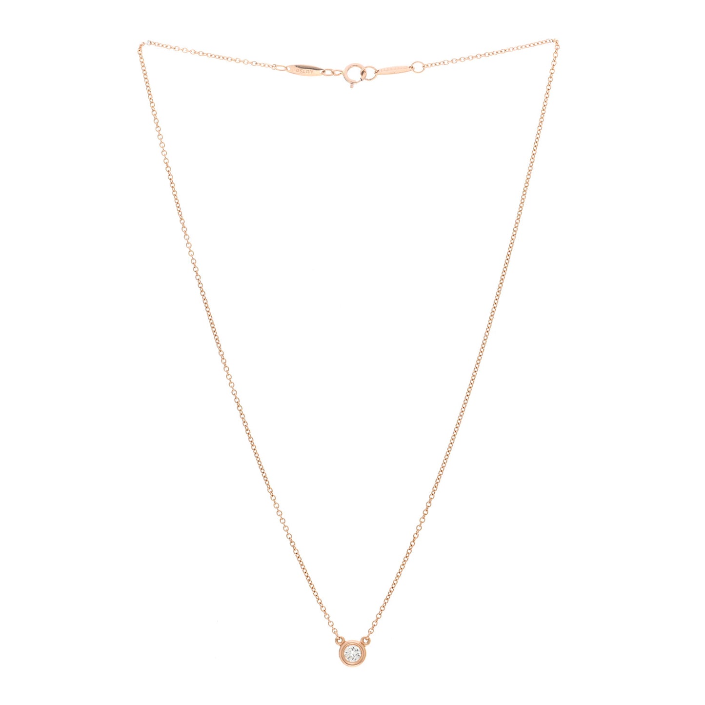 18K Rose Gold Diamond .17ct Elsa Peretti Diamonds by the Yard Pendant Necklace