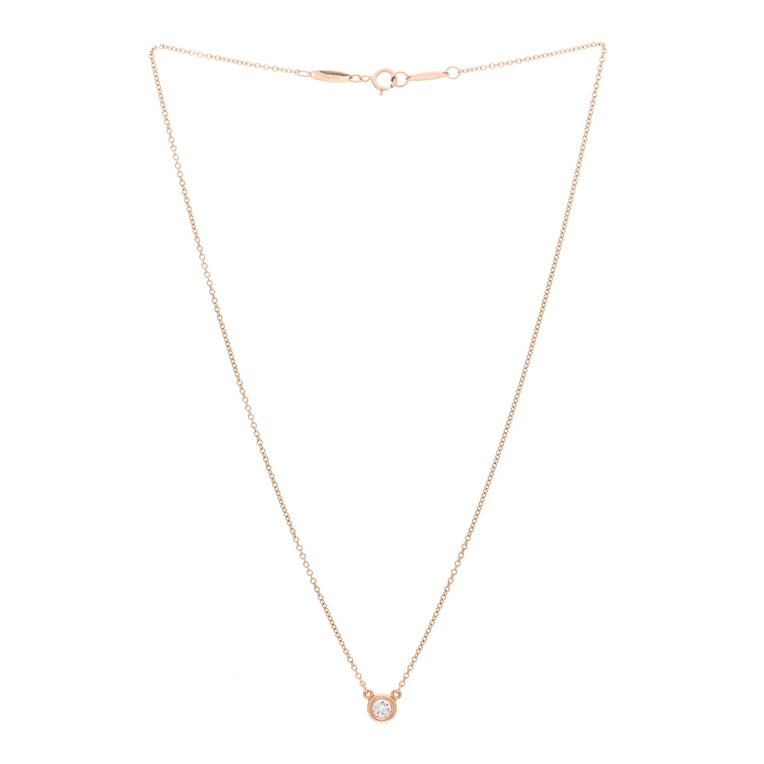 Tiffany 18K Rose Gold Diamond .17ct Elsa Peretti Diamonds by the Yard Pendant Necklace 3 of 6