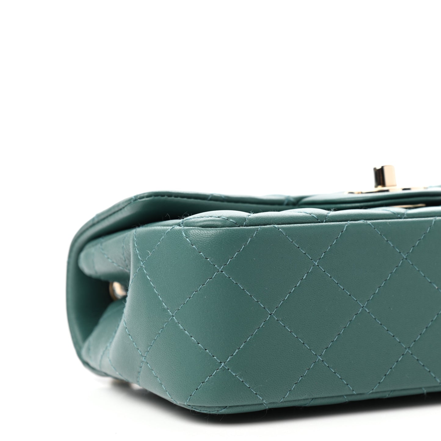 Lambskin Quilted Mini Rectangular Flap Green