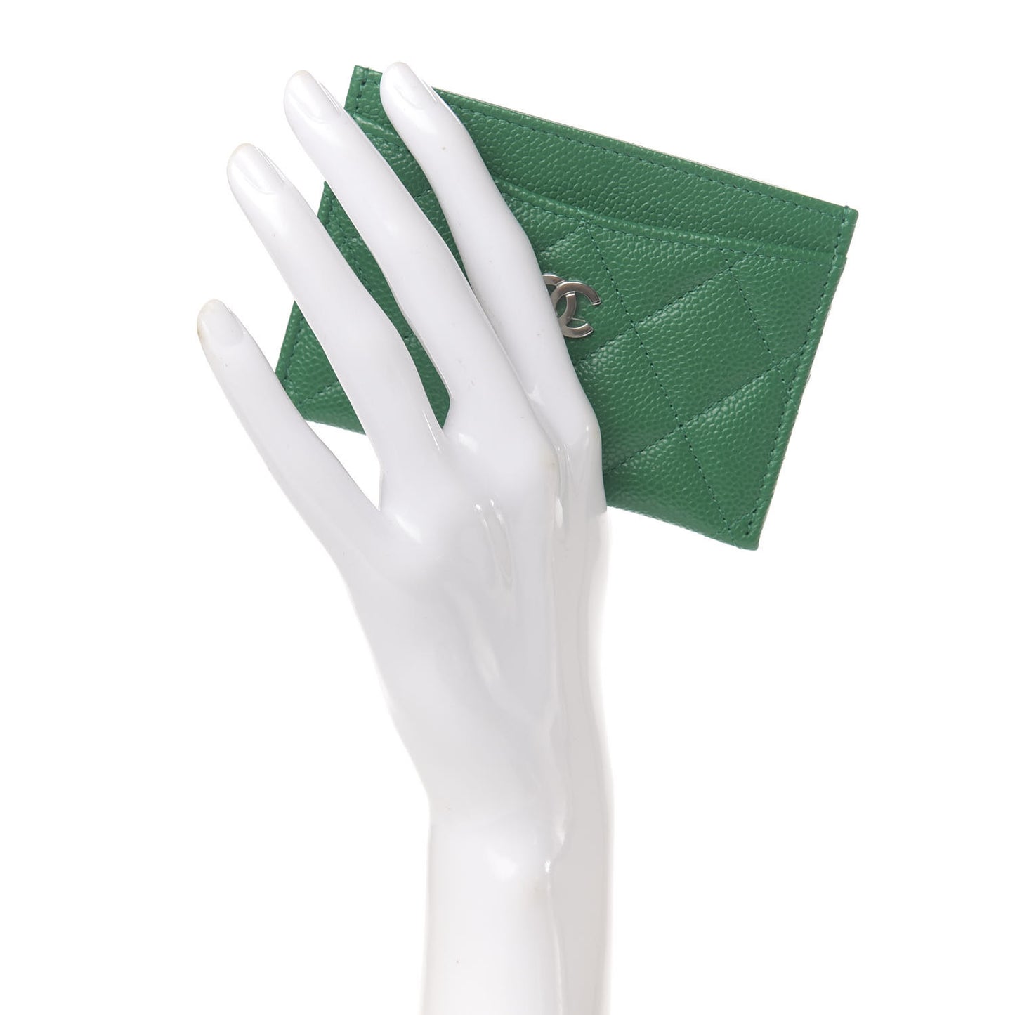 Caviar Quilted Card Holder Green