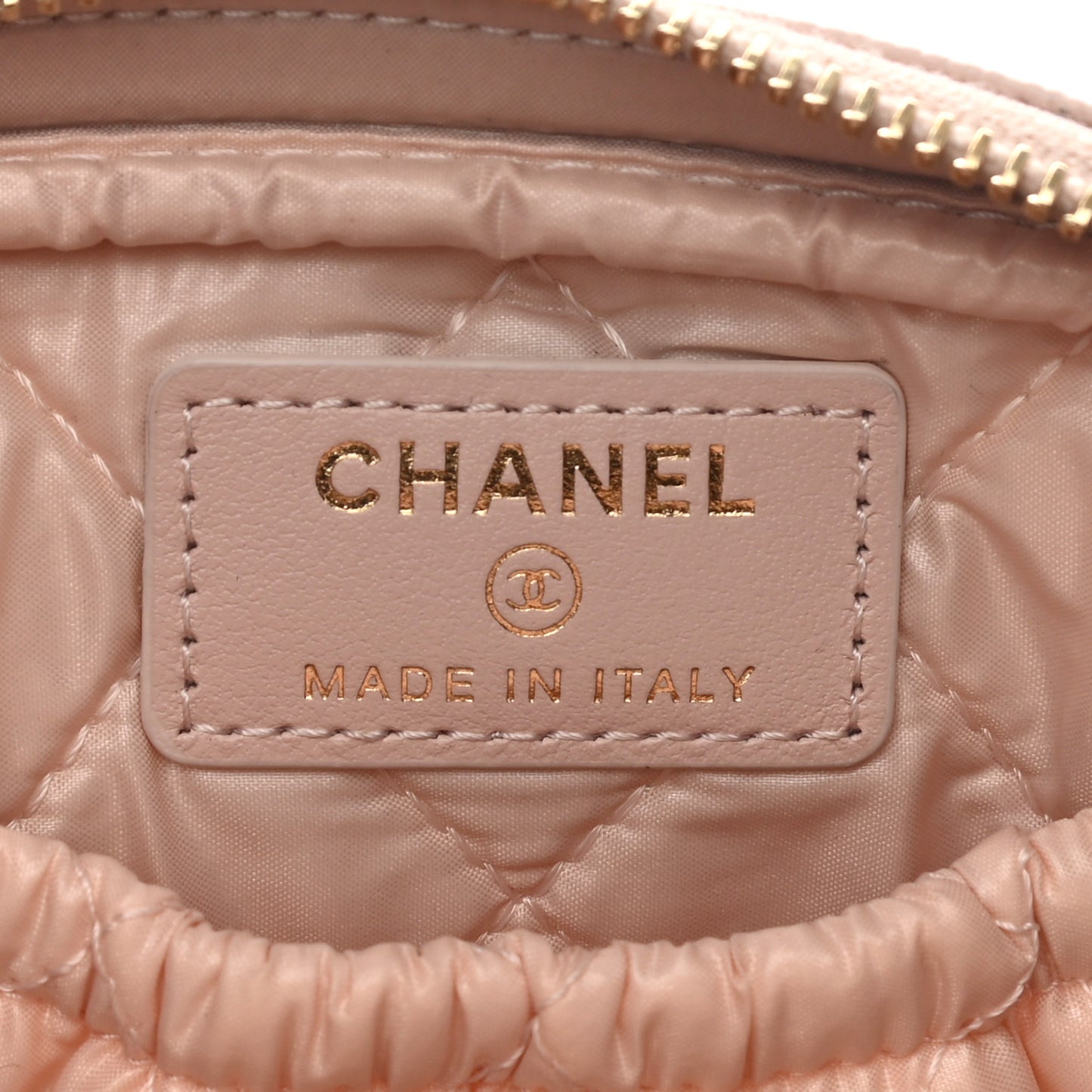 Caviar Quilted Small Curvy Pouch Cosmetic Case Light Pink