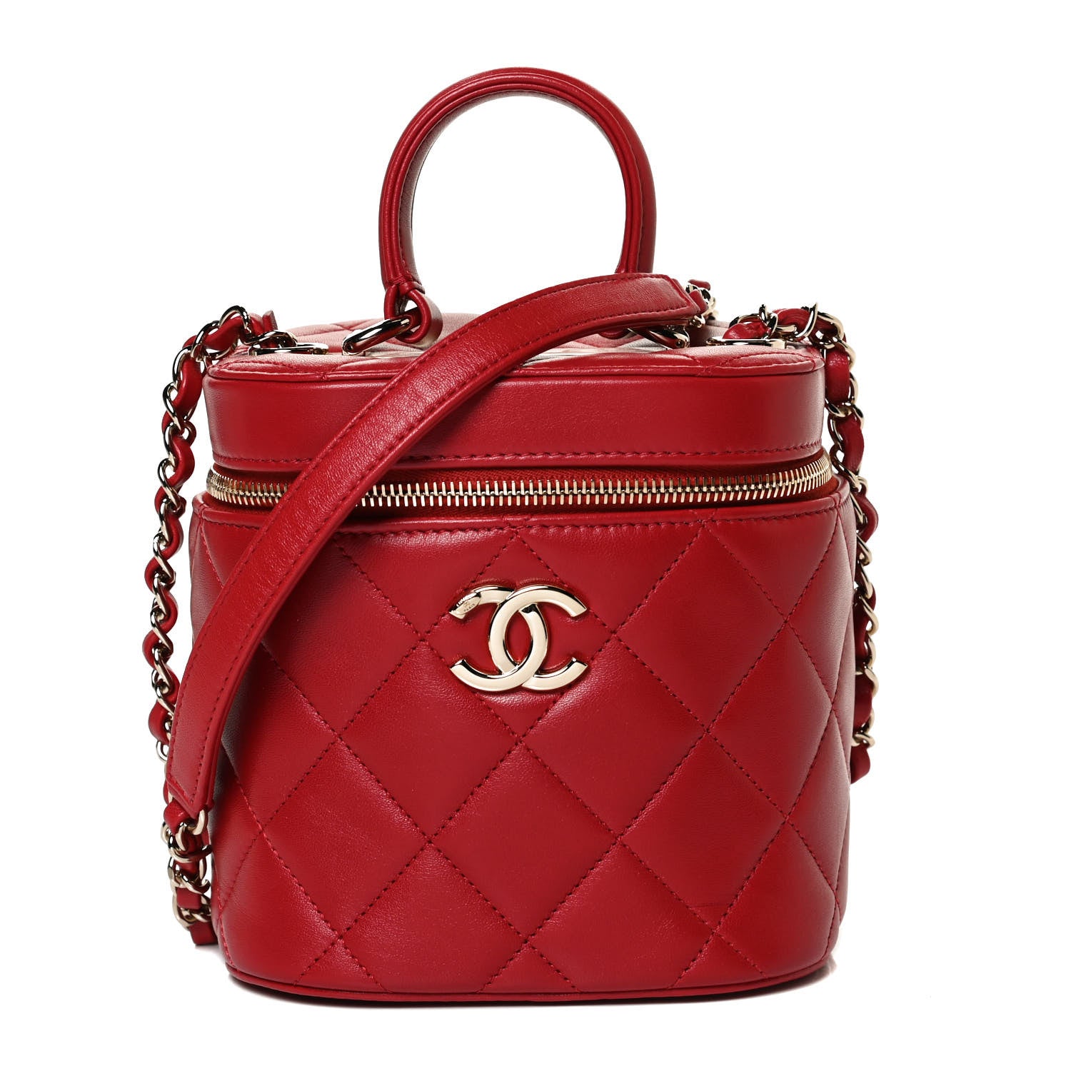 Chanel Lambskin Quilted Trendy Vanity Case Red 1 of 11