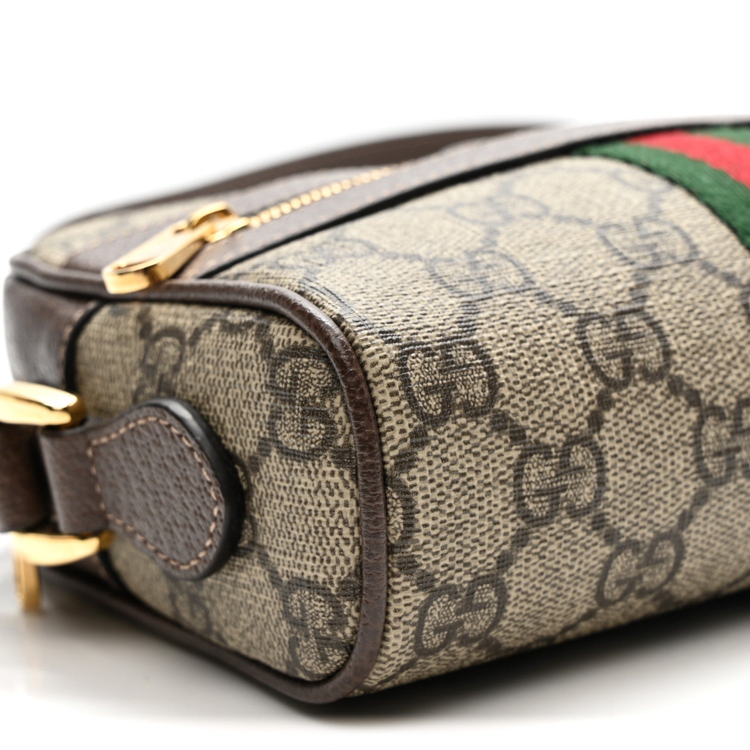 Gucci GG Supreme Monogram Web Mini Ophidia Shoulder Bag Brown 9 of 10