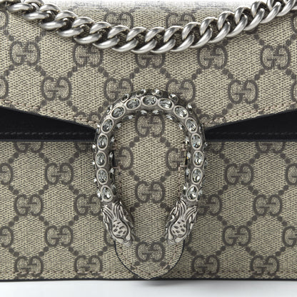 Gucci GG Supreme Monogram Suede Crystal Small Dionysus Shoulder Bag Beige Ebony Black 10 of 10