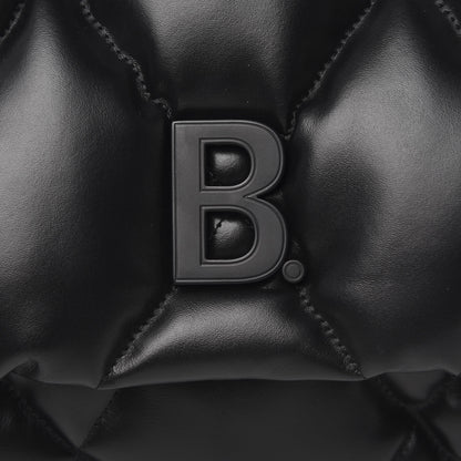 Balenciaga Nappa Calfskin Quilted Touch B Clutch Bag Black 9 of 10