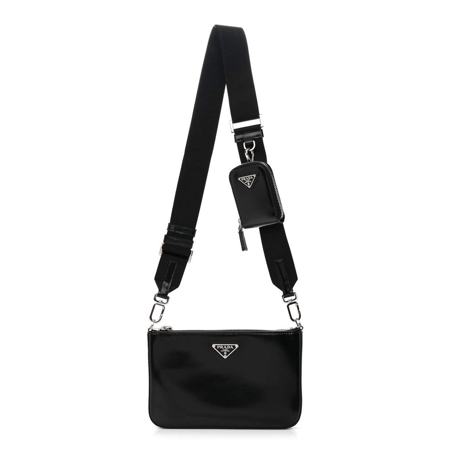 Spazzolato Pocket Pouch Shoulder Bag Black