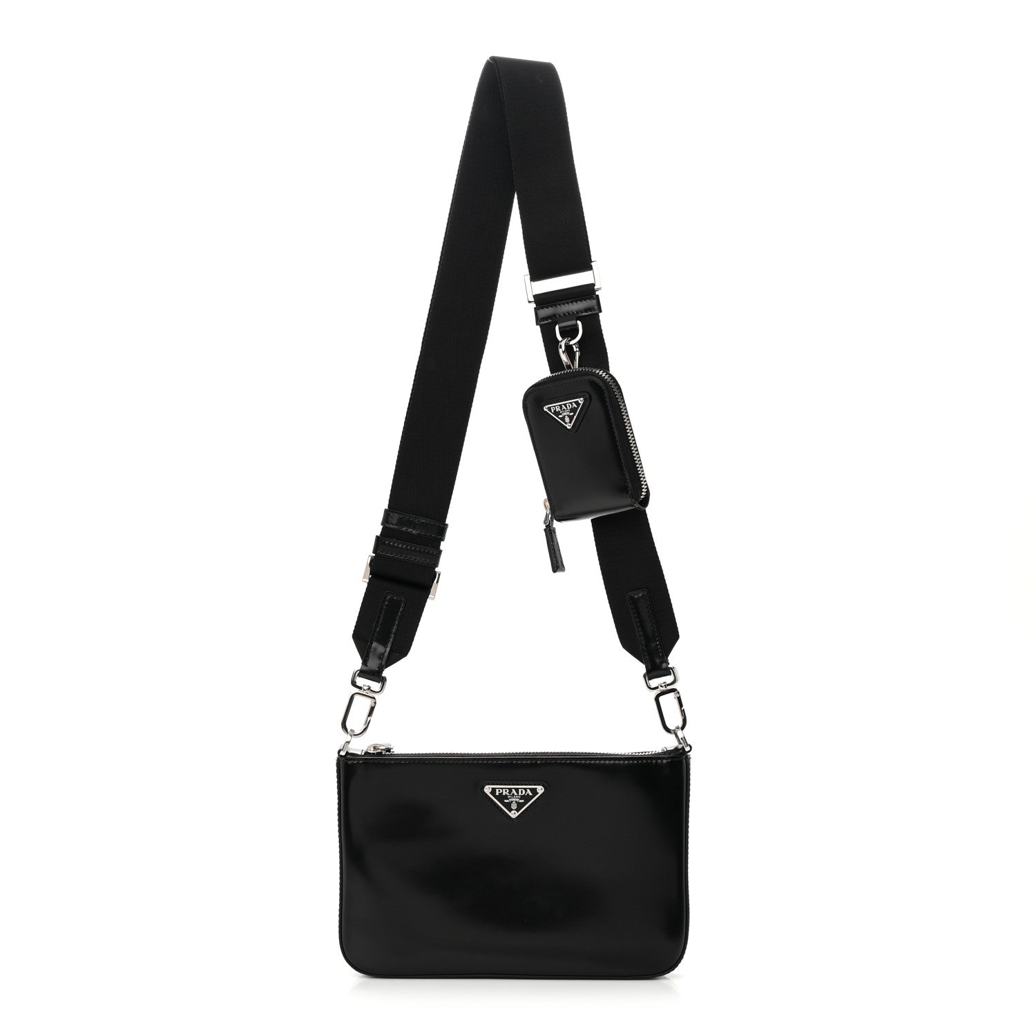 Prada Spazzolato Pocket Pouch Shoulder Bag Black 1 of 12