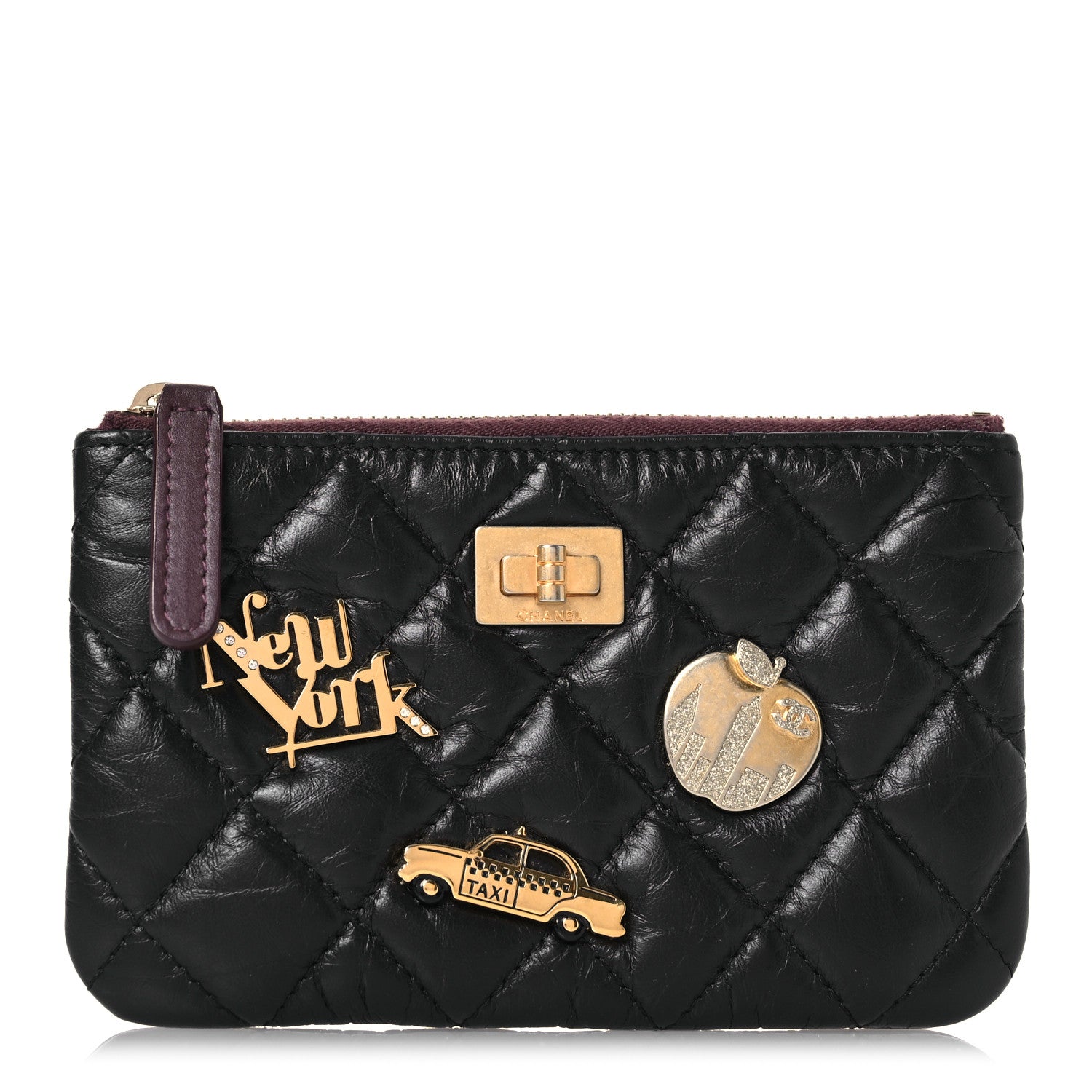 Chanel Aged Calfskin Quilted Small Lucky Charms Cosmetic Case Black 1 of 11