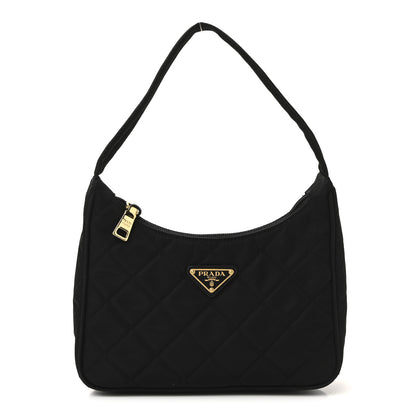 Prada Tessuto Nylon Stitched Shoulder Bag Black 1 of 9
