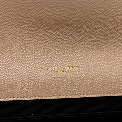 Saint Laurent Grain De Poudre Matelasse Chevron Monogram Envelope Clutch Dark Beige 6 of 8