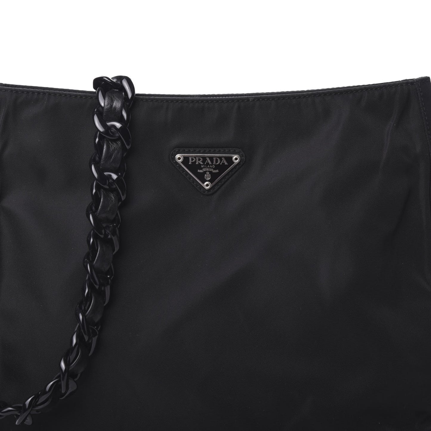 Tessuto Nylon Chain Shoulder Bag Black