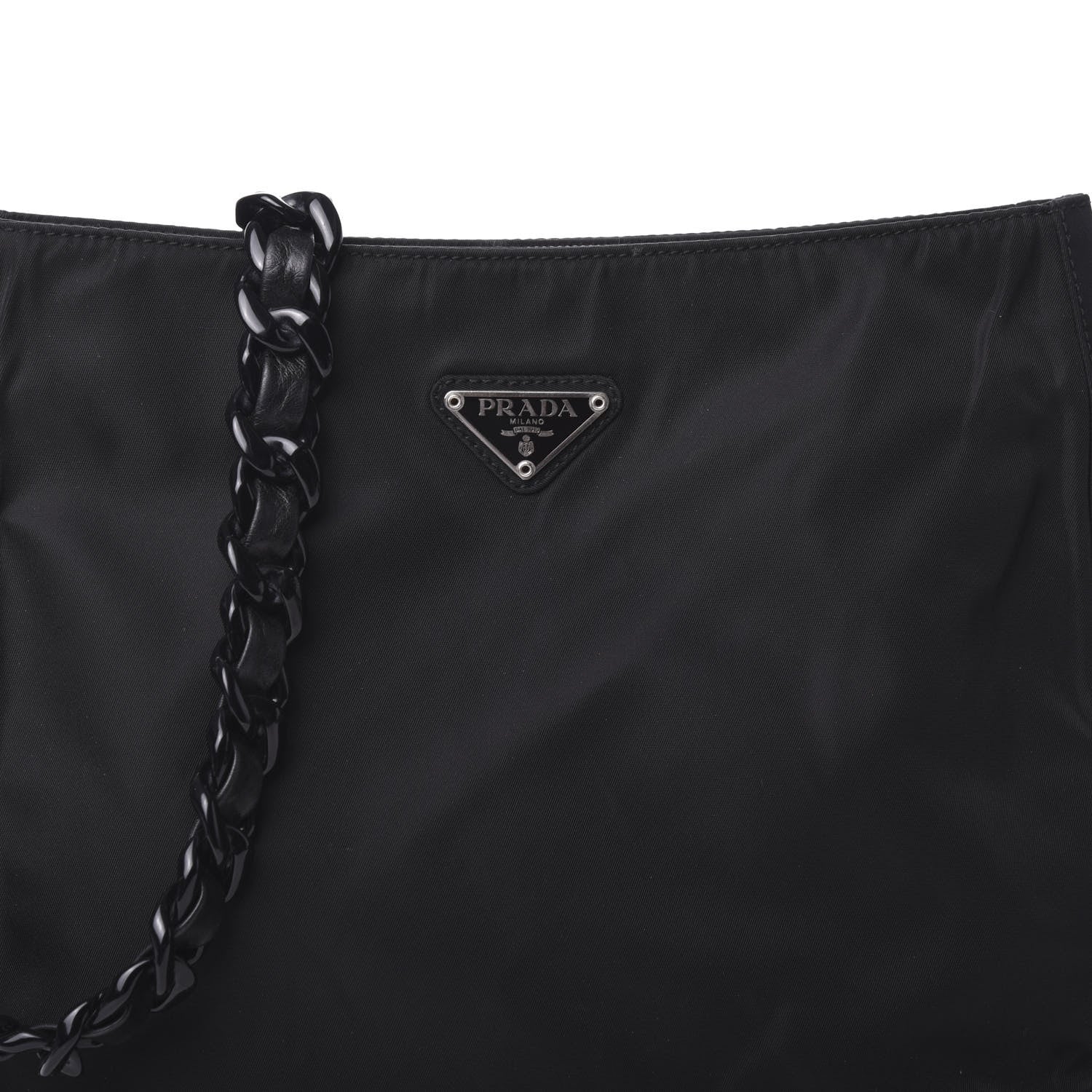 Prada Tessuto Nylon Chain Shoulder Bag Black 6 of 8