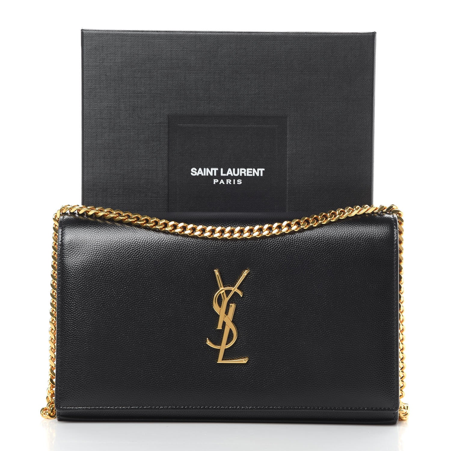 Saint Laurent Grain De Poudre Monogram Chain Wallet Black 12 of 12