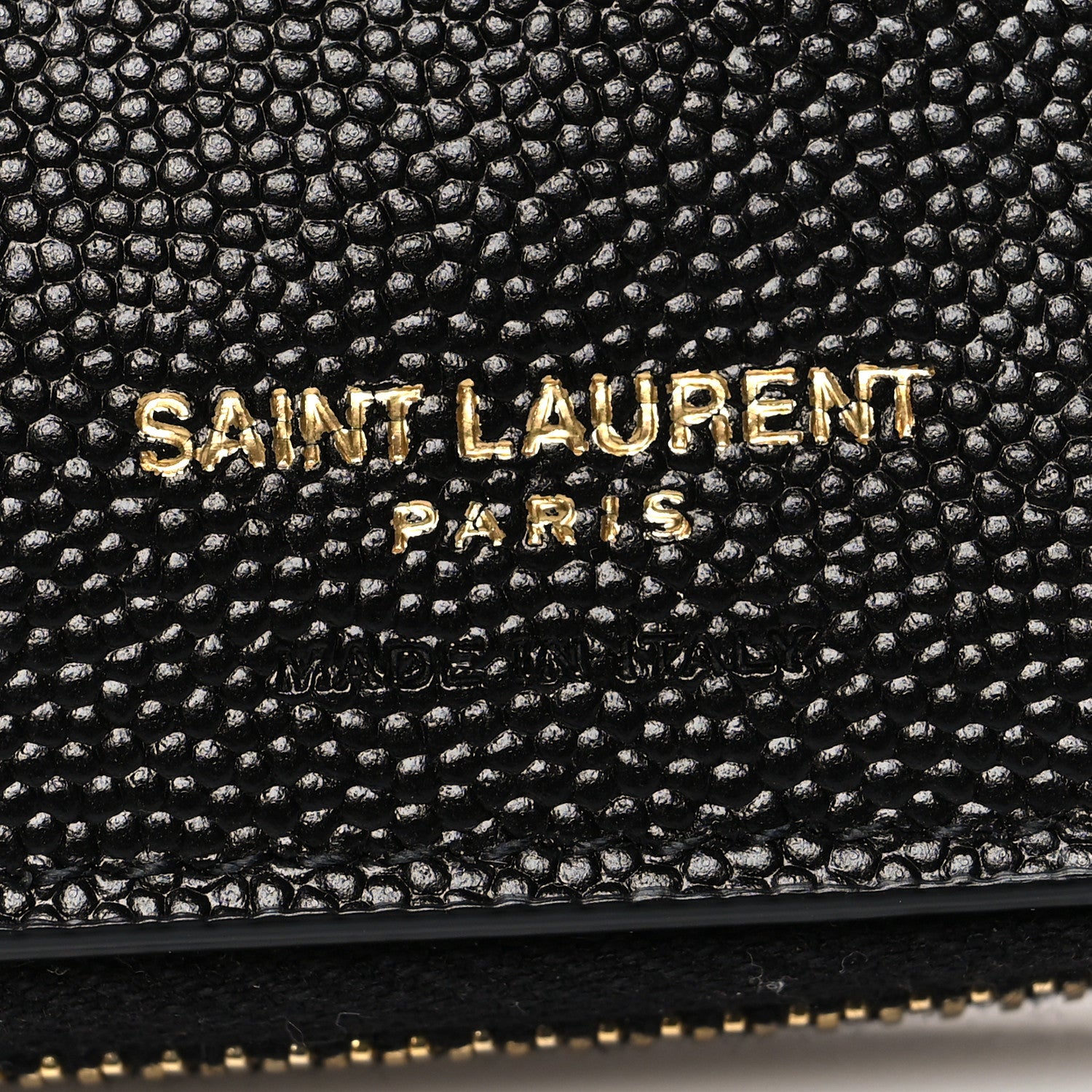 Saint Laurent Grain De Poudre Matelasse Chevron Monogram Compact Zip Around Wallet Black 7 of 8