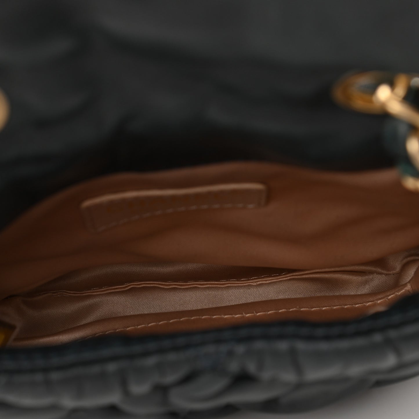 Lambskin Mini Bubble Quilt Flap Dark Blue