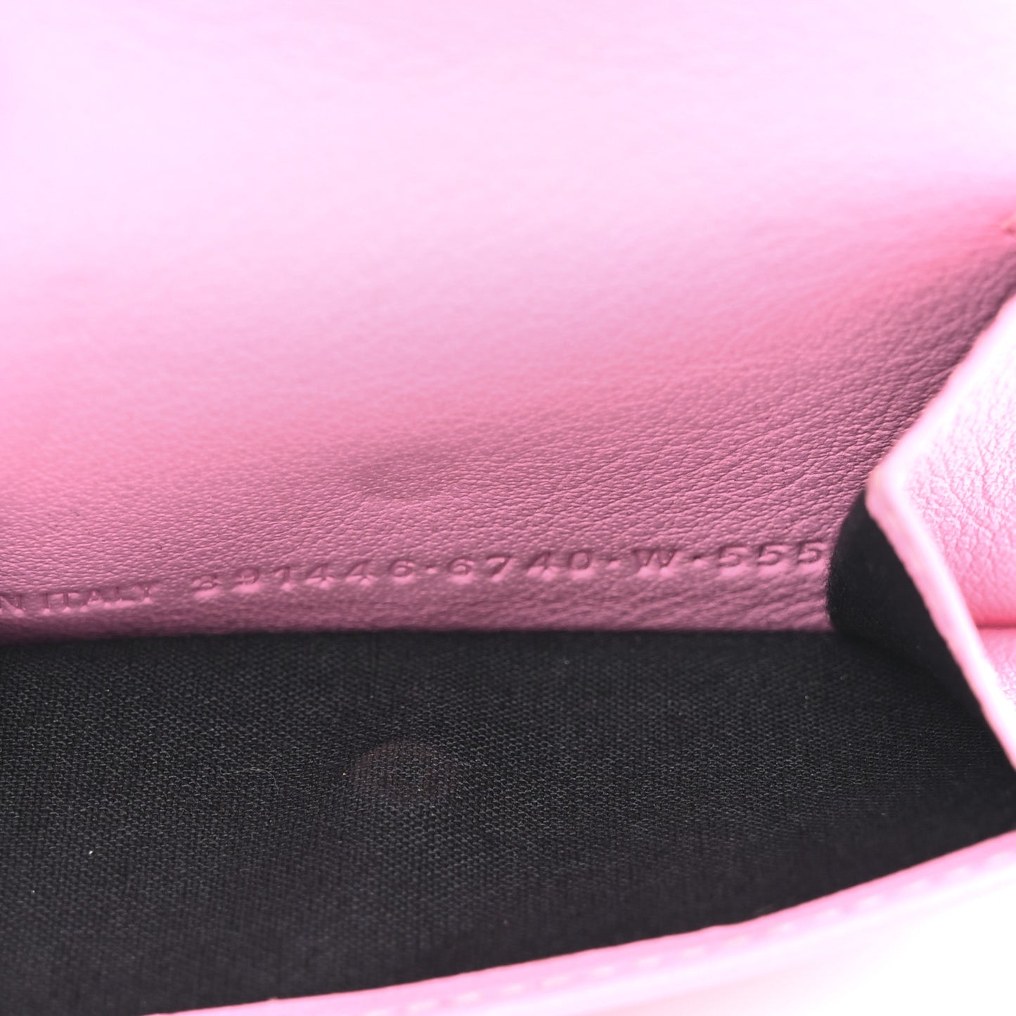 Grained Calfskin Logo Envelope Card Case Wallet Rose Magenta