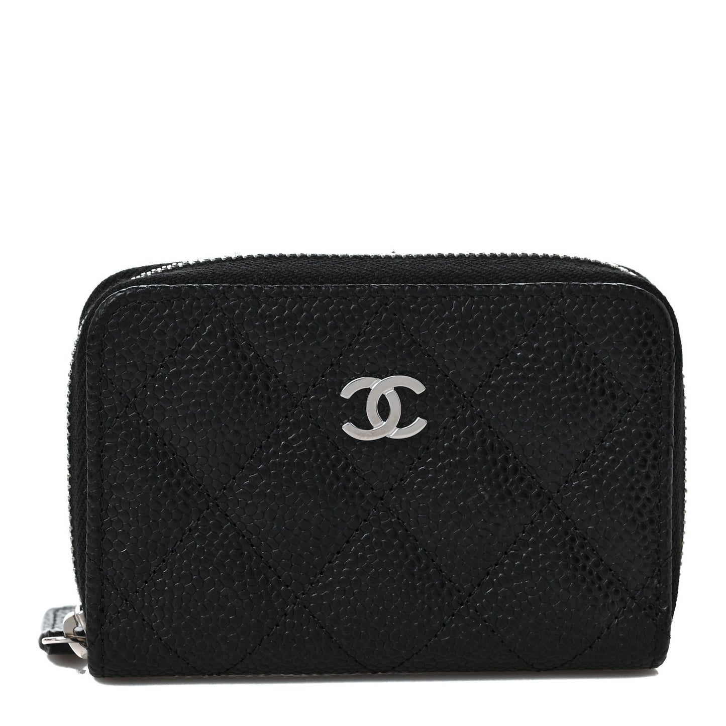 Caviar Quilted Classic Zipped Coin Purse Black
