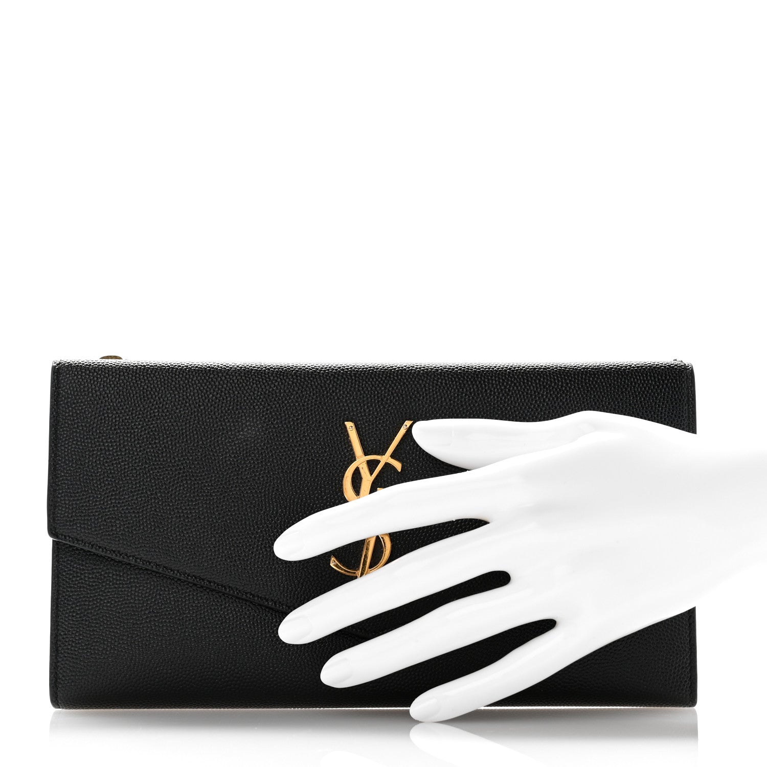 Saint Laurent Grain De Poudre Monogram Uptown Wallet Black 2 of 9