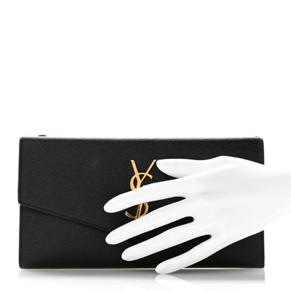 Saint Laurent Grain De Poudre Monogram Uptown Wallet Black 2 of 9