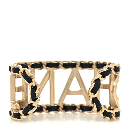 Chanel Lambskin Vintage Allure Cuff Bracelet M Black Gold 3 of 4