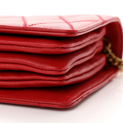 Saint Laurent Lambskin Diamond Quilted Monogram Angie Chain Bag Red 12 of 16