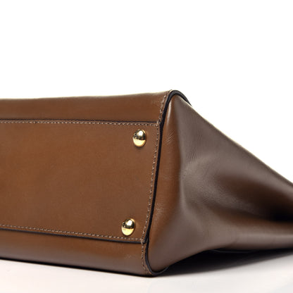 Fendi Vitello Morgan Fabric Jacquard Pequin Medium Peekaboo Iconic Satchel Foresta Tobacco Black 10 of 10