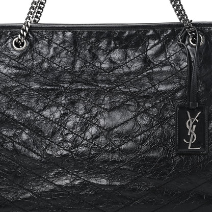 Saint Laurent Crinkled Calfskin Matelasse Monogram Large Niki Shopping Tote Bag Black 8 of 12