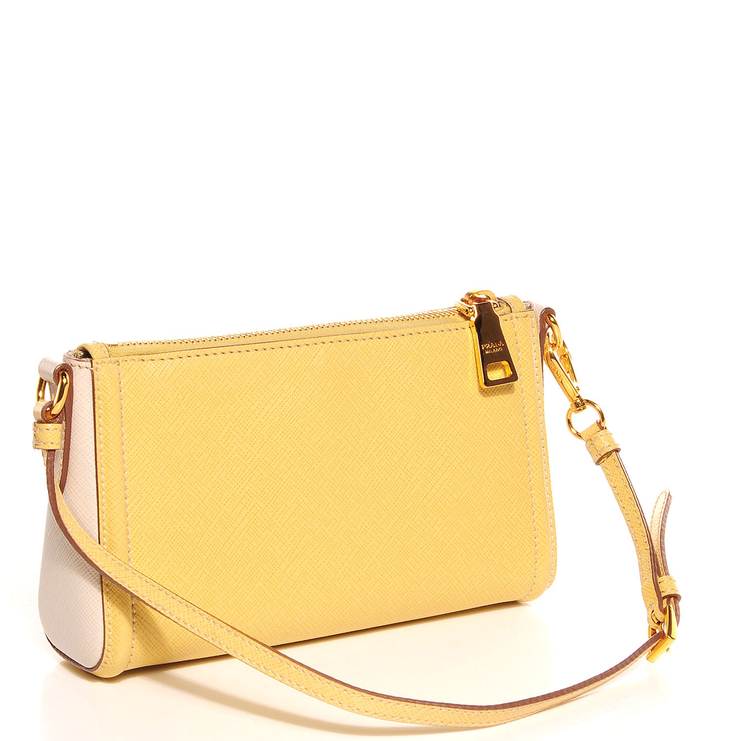 Prada Saffiano Colour Bi-Color Pochette Ananas Talco 90444