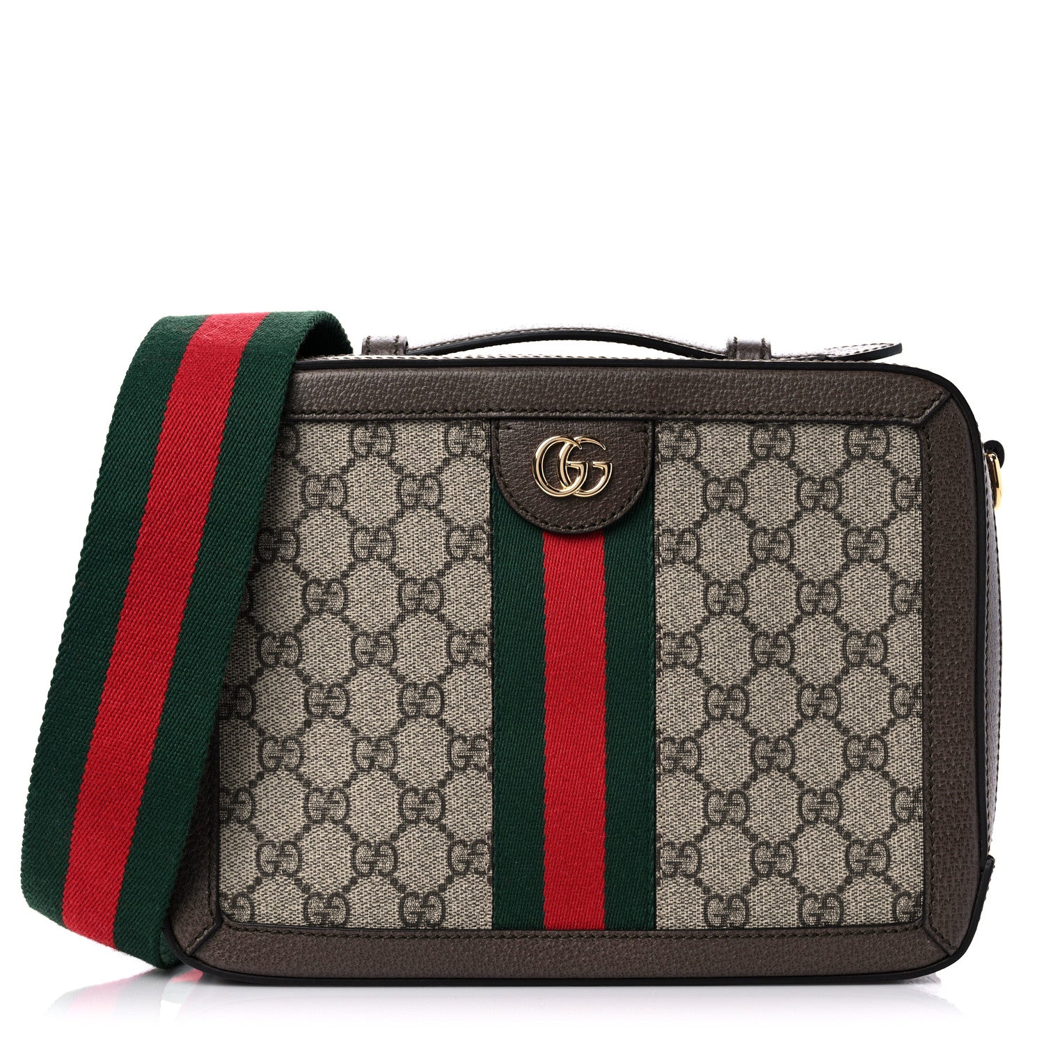 Gucci GG Supreme Web Small Ophidia Top Handle Shoulder Bag Brown 1 of 11