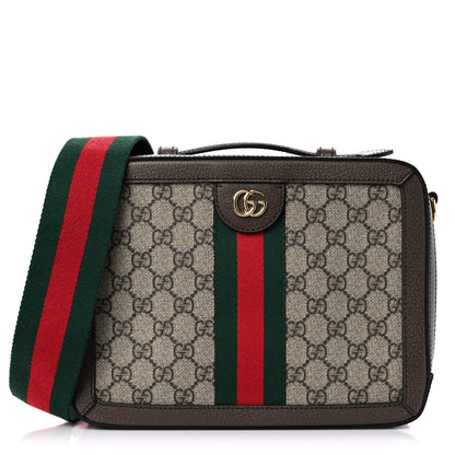 Gucci GG Supreme Web Small Ophidia Top Handle Shoulder Bag Brown 1 of 11
