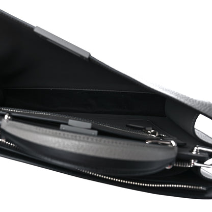 Fendi Cuoio Romano Vitello Cover Monochrome Medium Peekaboo I SEE U Satchel Argilla Black 5 of 8