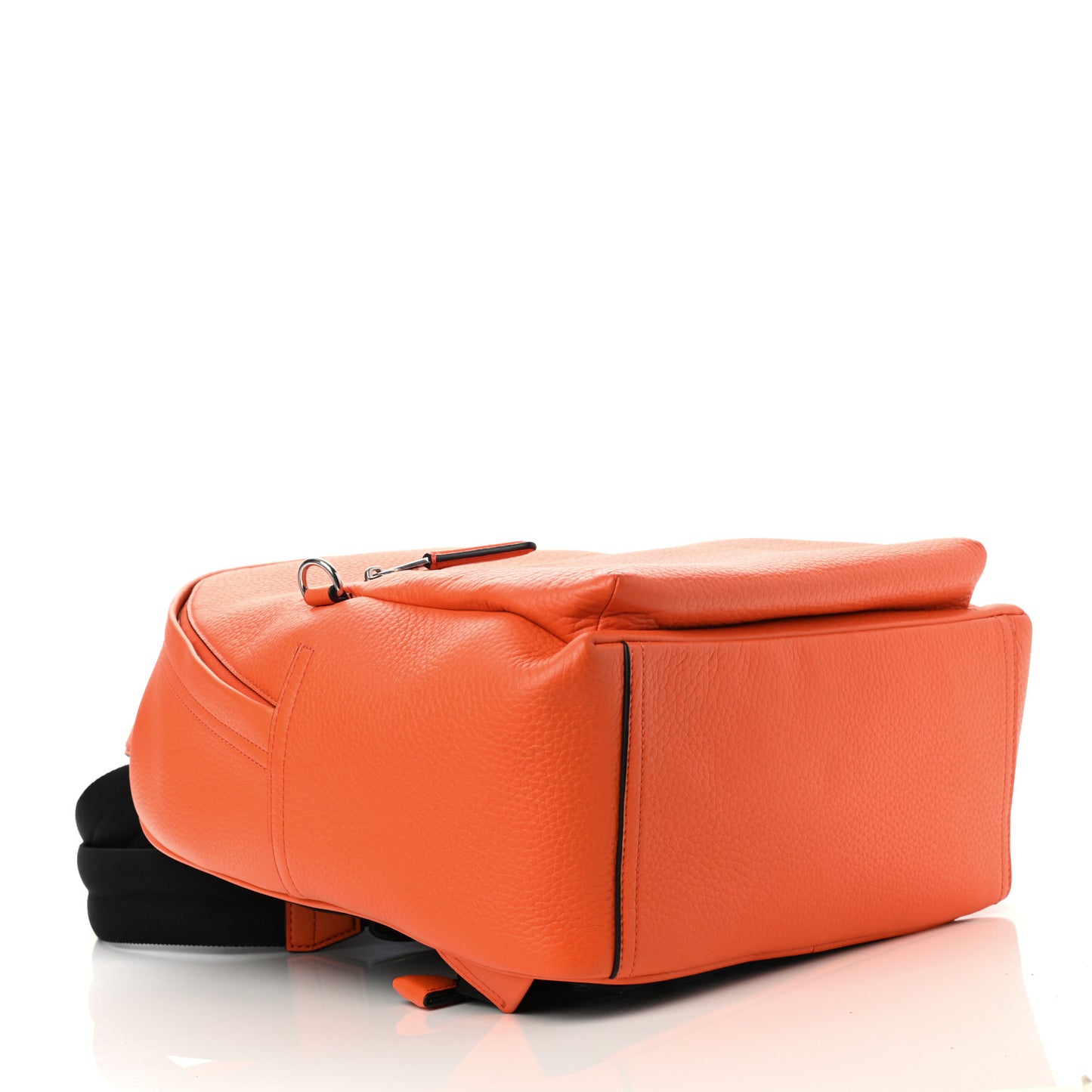 Heavy Grain Calfskin Zipped Backpack Mandarin Orange