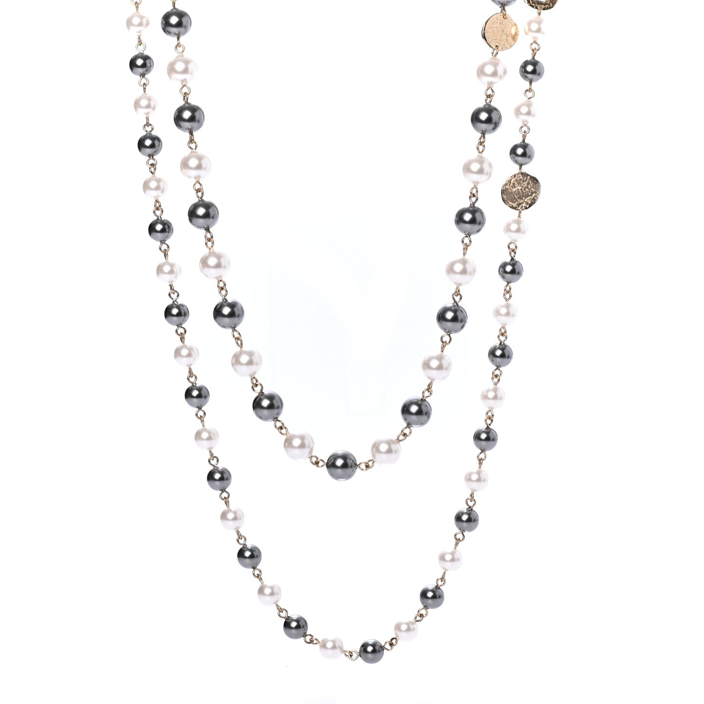 Pearl Papyrus Long Necklace Gold Pearly White Grey