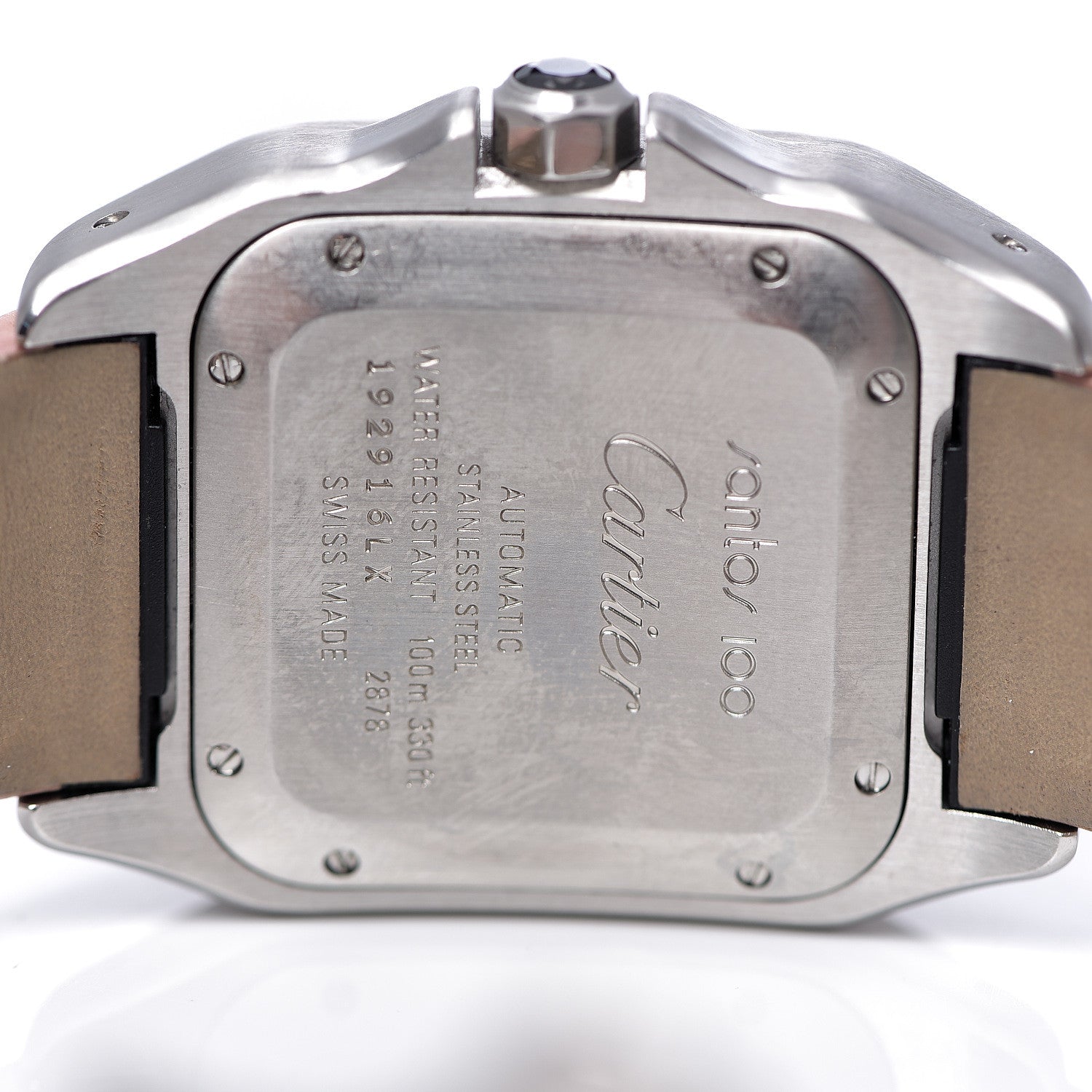 Cartier Stainless Steel Alligator 33mm Santos 100 Automatic Watch Pink 4 of 6
