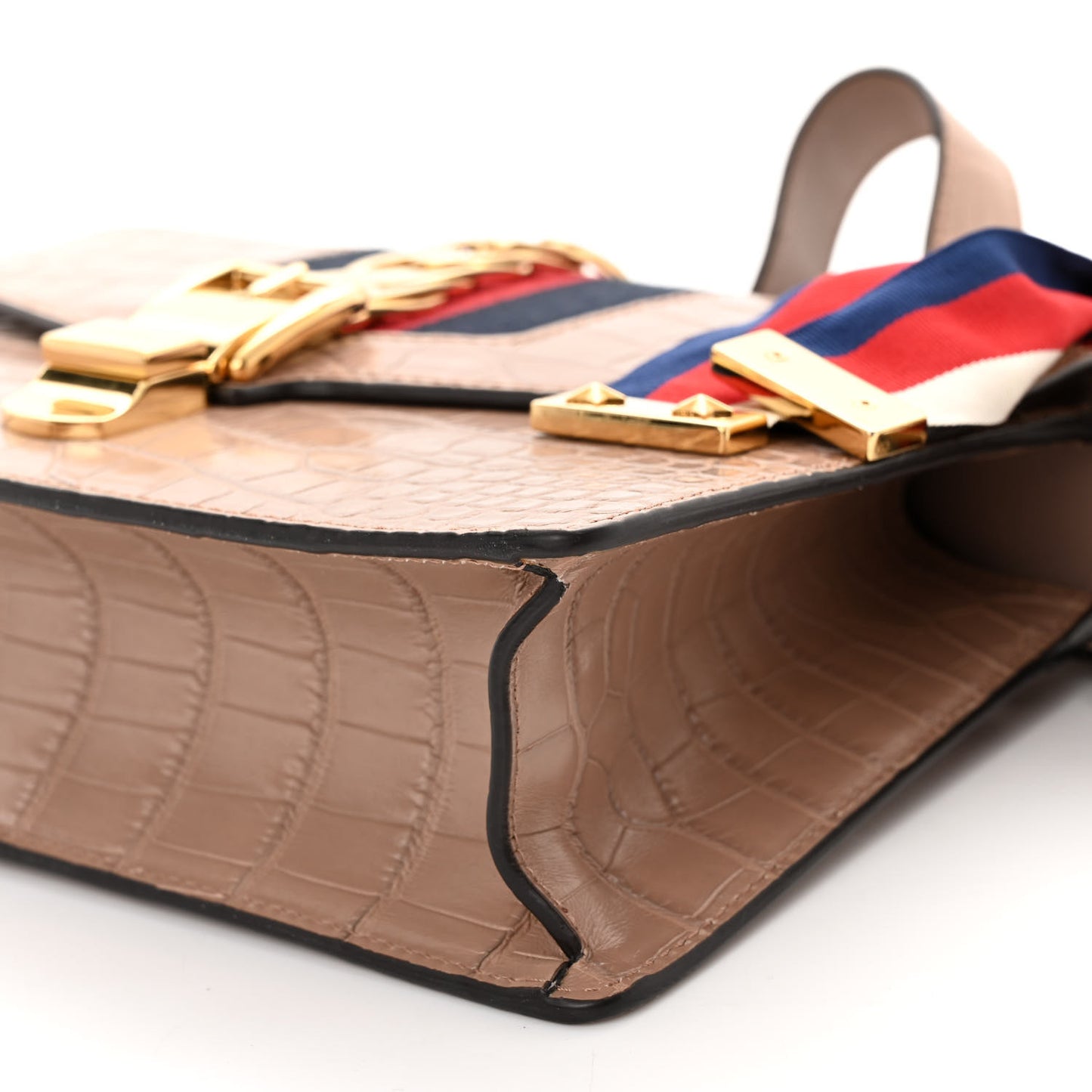 Alligator Small Sylvie Shoulder Bag Beige