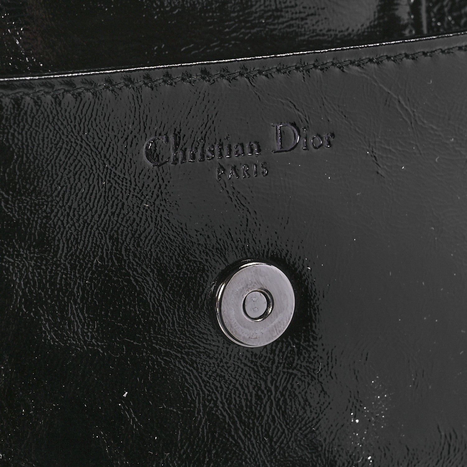 Christian Dior Crinkled Patent Lambskin Medium Diordouble Chain Bag Black 6 of 10