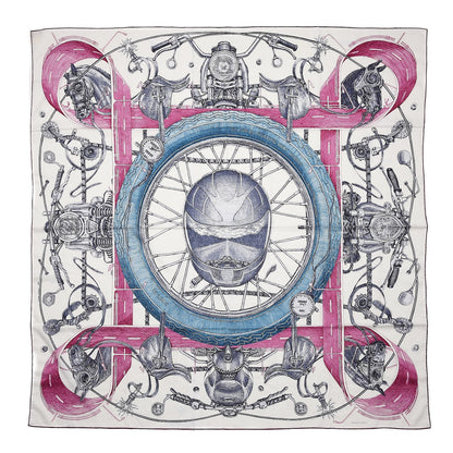 Hermes Wool Silk Route 24 Scarf 140 Marine Cobalt Magenta 1 of 7