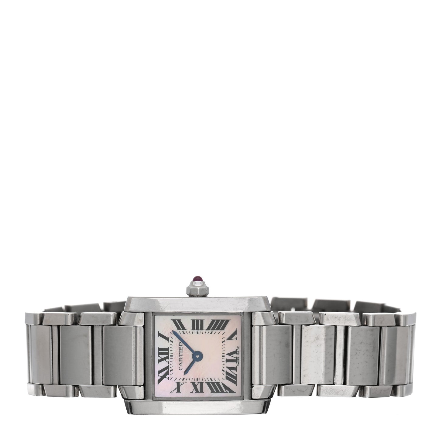Stainless Steel Pink Mother of Pearl 20mm Tank Francaise Quartz Watch