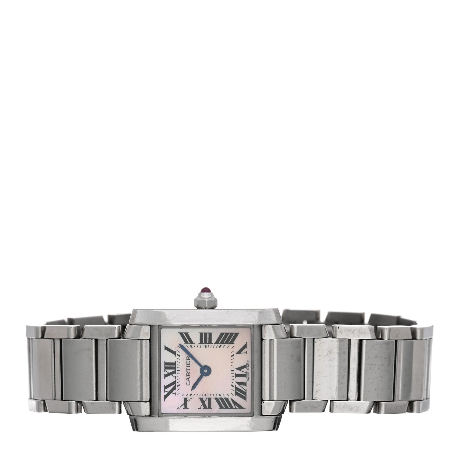 Cartier Stainless Steel Pink Mother of Pearl 20mm Tank Francaise Quartz Watch 2 of 4