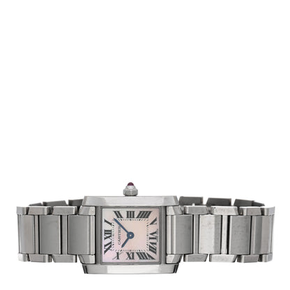 Cartier Stainless Steel Pink Mother of Pearl 20mm Tank Francaise Quartz Watch 2 of 4