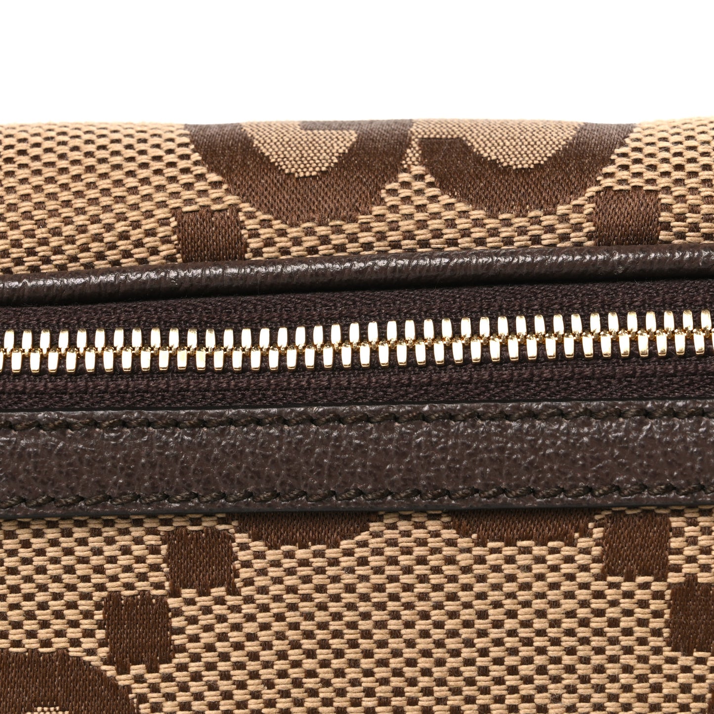 Monogram Jumbo GG Textured Dollar Calfskin Web Belt Bag Camel Ebony New Acero